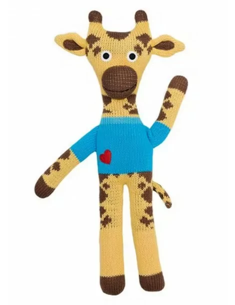 Doudou girafe tricoté de la maque Hicks'Up de 50 cm