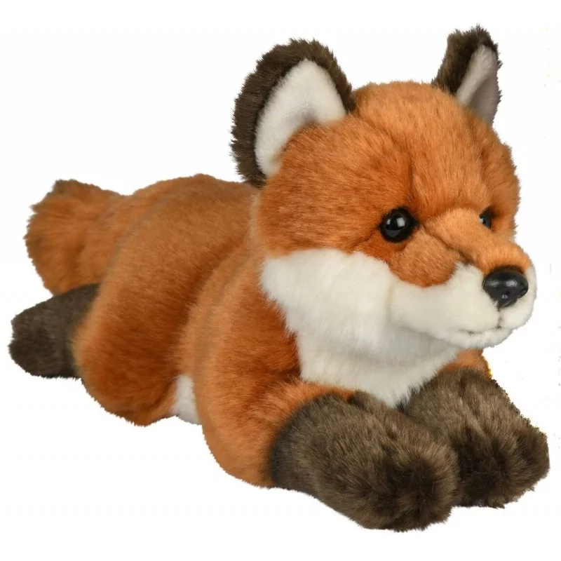 Peluche Renard roux, couché - 24 cm -