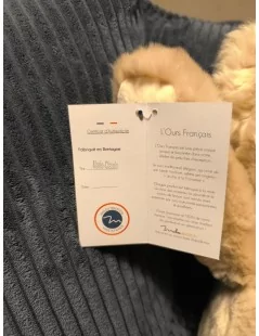 Peluche l'Ours Gaby beige 50 cm Fabrication Française - 