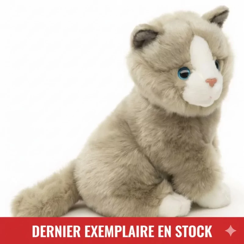 Peluche Chat gris, assis - 21 cm Unitoys Ecofriendly - 
