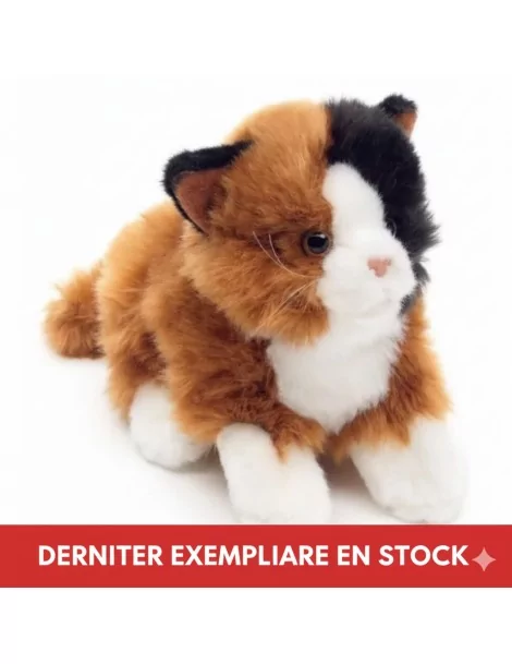 Peluche Chat couché (Calico) - 20 cm Unitoys Ecofriendly - 