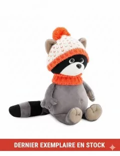 Peluche raton laveur avec bonnet 35 cm - 