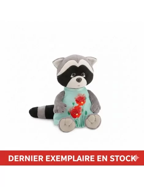 Peluche Raton Laveur Daisy 18 cm - Collection Life Coquelicots Orange Toys | Thème Floral - 