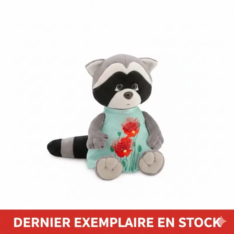 Peluche Raton Laveur Daisy 18 cm - Collection Life Coquelicots Orange Toys | Thème Floral - 