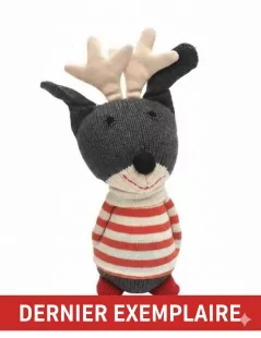 Peluche Hochet Renne Nicolas Coton Tricoté 20 cm - 