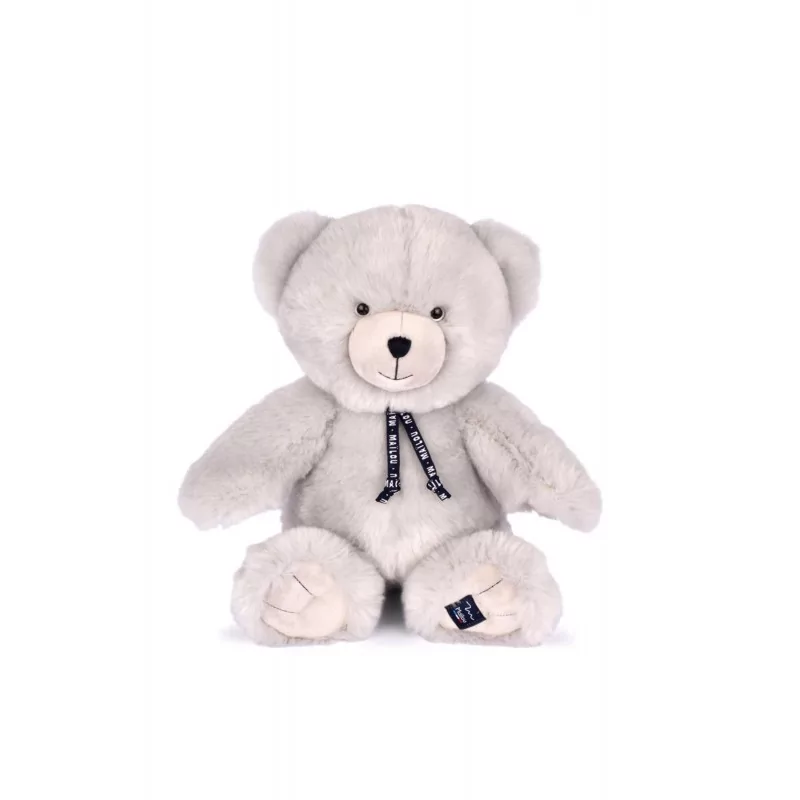 Ours en Peluche Gris Perle 35 cm Fabrication Française Mailou Tradition - 